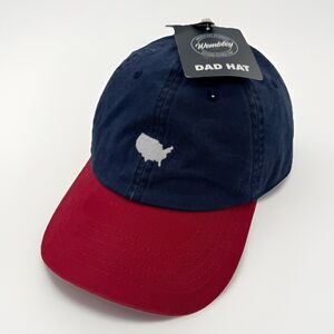 Wembley Dad Hat USA Map Embroidered Navy Red Adjustable Baseball Cap NWT